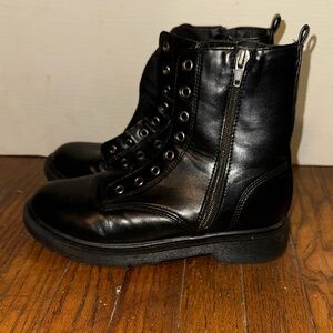 Black Leather Combat Boots